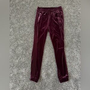 Adidas Velour/Velvet Burgundy Jogger Pants